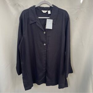 NWT J. Jill Linen Button up tunic split at waist Sz 16P